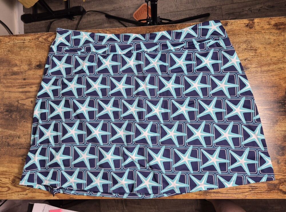 Lulu B Skirt Skort Womens XL Starfish UPF 50+ Tennis Core Golf Preppy Resort - Picture 8 of 12